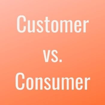 customers vs consumers text written on gradient backgorund