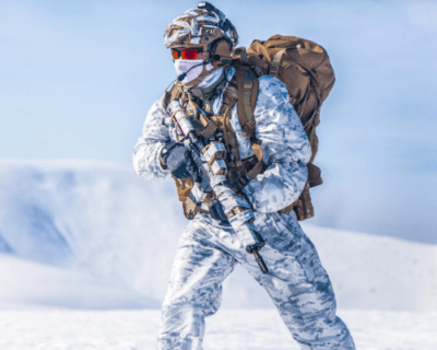 military professional bundled up in the winter