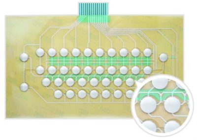 tactile buttons found inside of a membrane switch