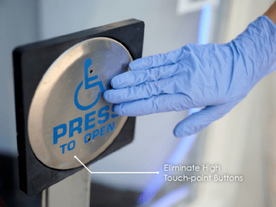 handicap door button with a proximity sensor incorporated into it