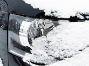 Car headlight in winter for defroster