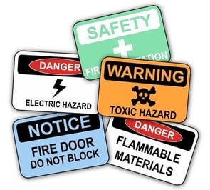 safety signs piled up
