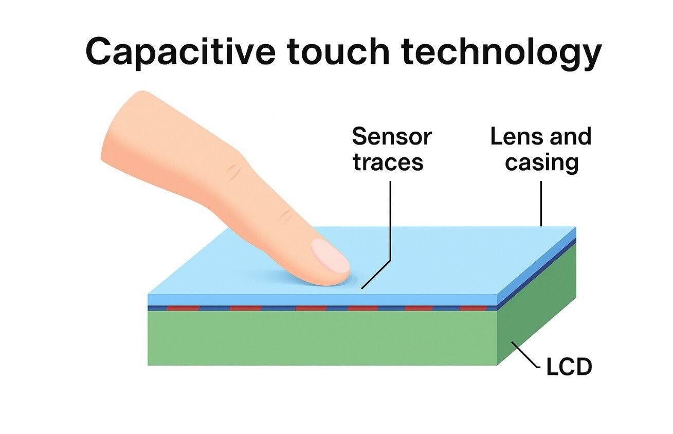 Illustration of a Capacitive touchscreen technology
