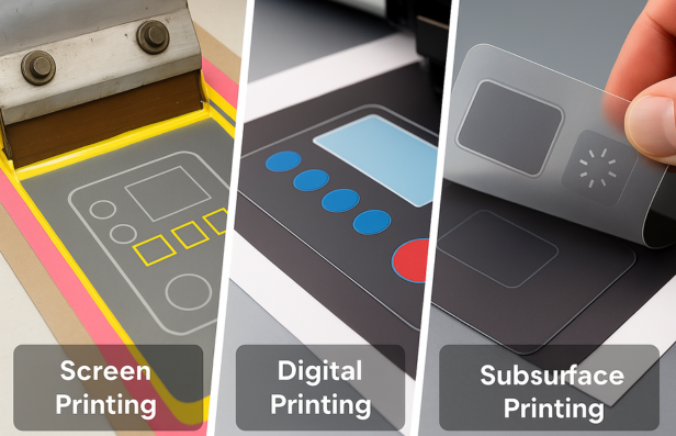 Screen, digital, and subsurface printing comparison for overlays