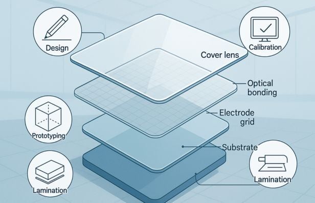 Layered diagram of touch panel construction
