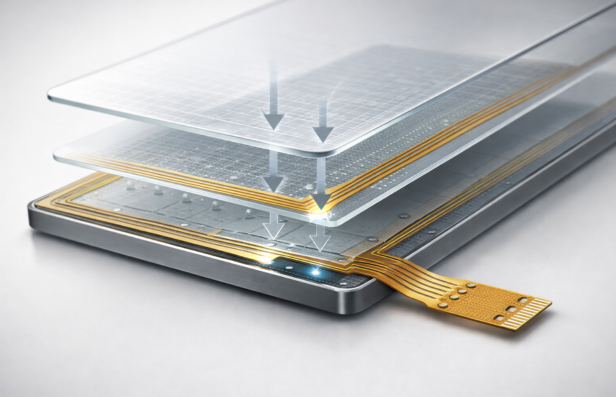 Exploded touch screen panel layers