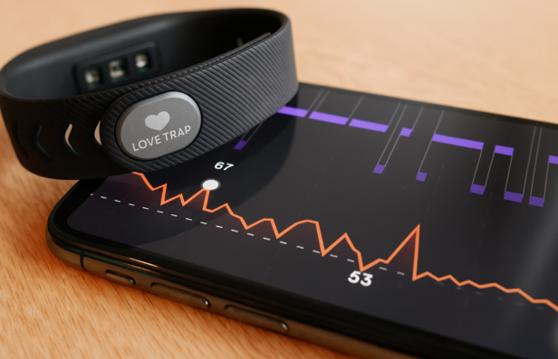 Wearable fitness tracker paired with smartphone HMI dashboard