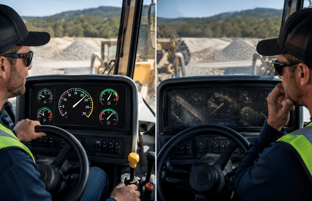 Comparison of readable and poorly designed instrument clusters