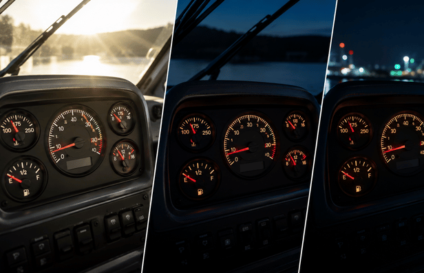 Custom gauge samples with backlighting, color zones, and clear markings