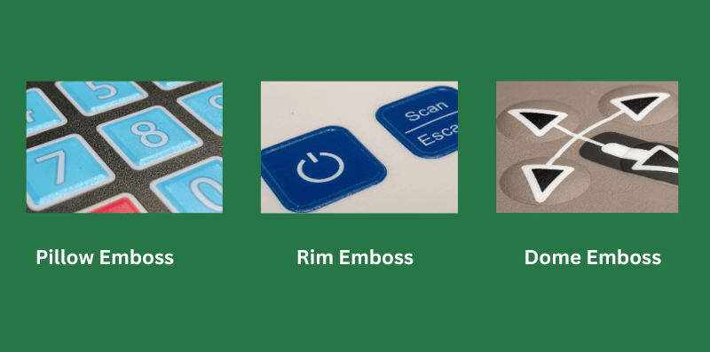 Pillow rim and dome emboss cross-section comparison in membrane switch design