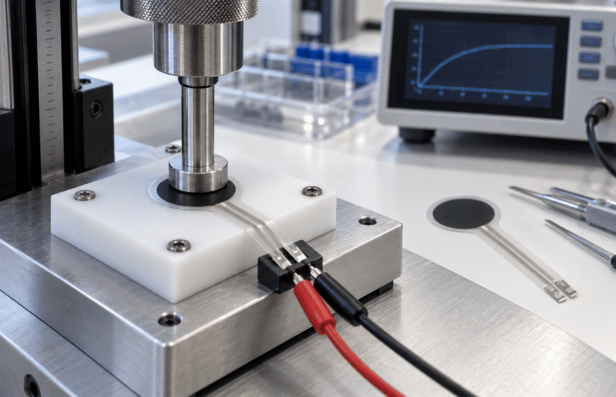 Single-zone force sensing resistor under compression testing