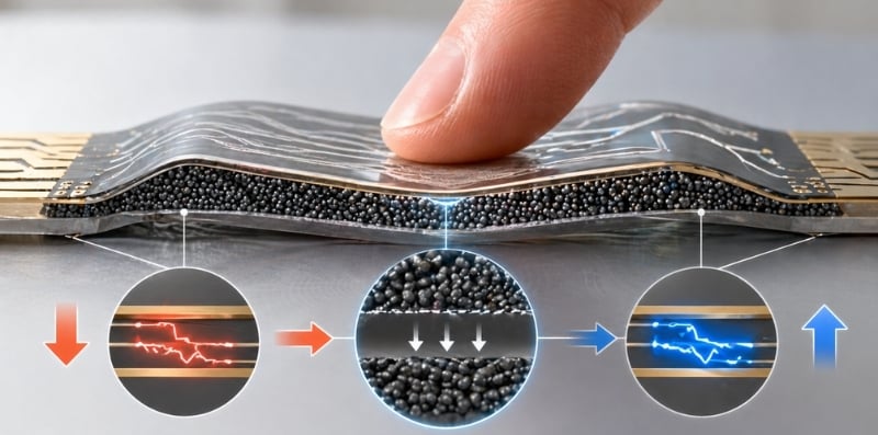 Force sensing resistor layers showing pressure response