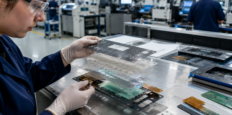 Membrane switch layer integration and printed electronics assembly