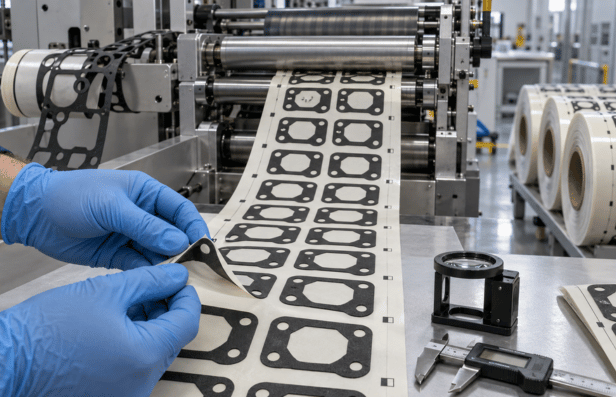 Kiss-cut adhesive gaskets supplied on a release liner
