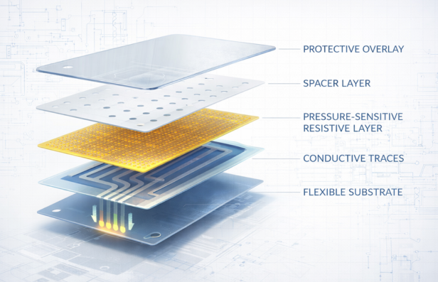 Force-sensing resistor multilayer structure diagram