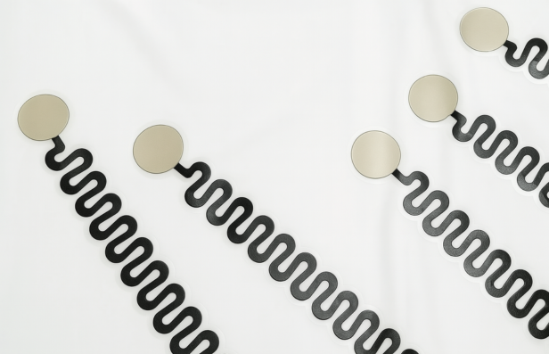 Close-up of flexible printed biometric sensor circuits