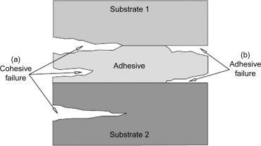 Illustration of adhesive and cohesive failure