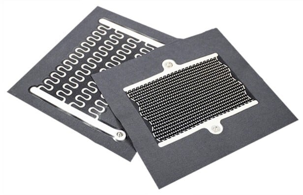 Two overlapping flexible printed heater designs