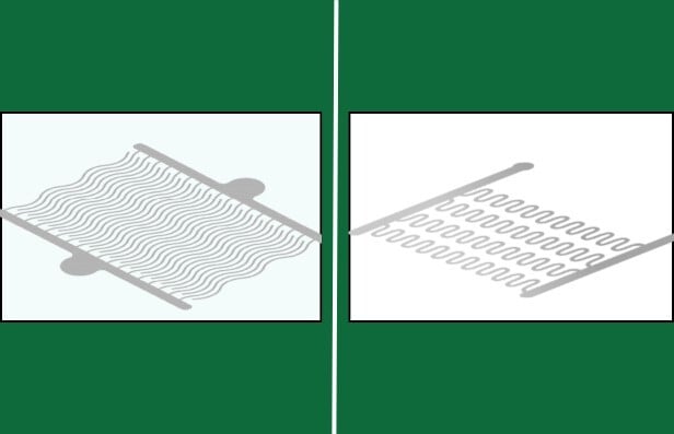 Two printed heater design illustrations