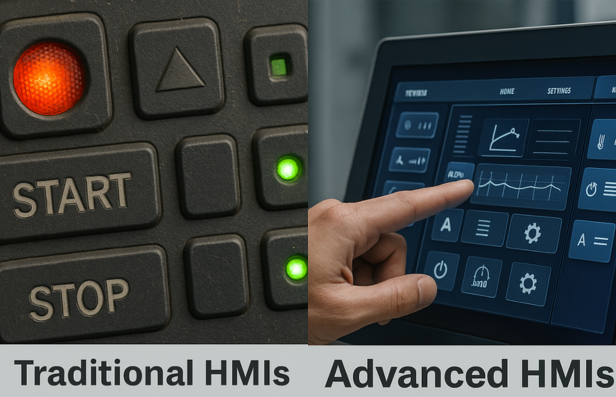 Traditional vs advanced HMIs Illustration.
