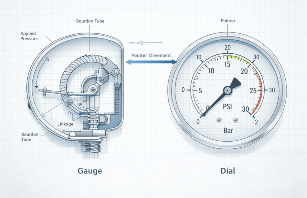 Gauge and dial mechanism Illustration